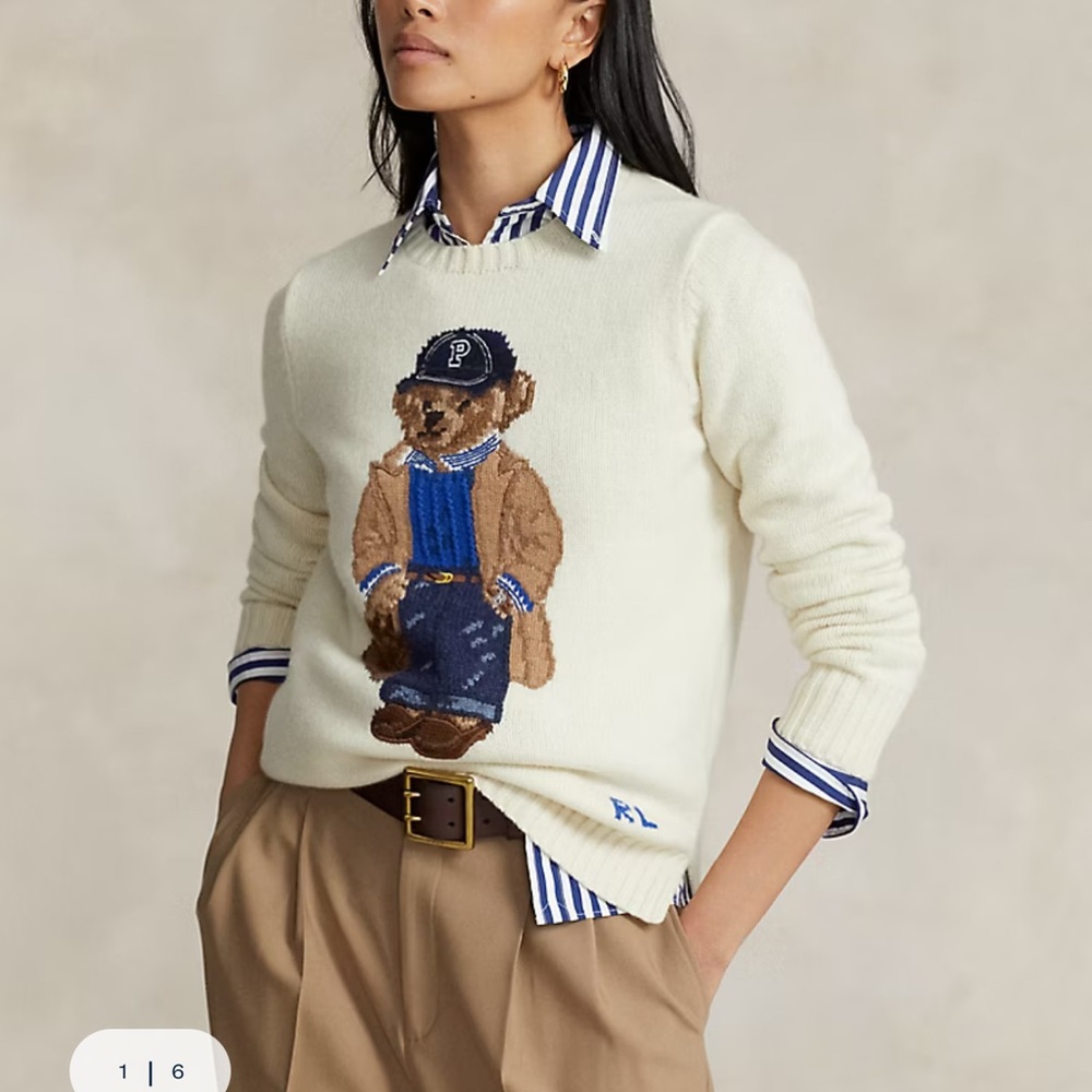 Ralph Lauren Ivory Sweater with Bear Motif